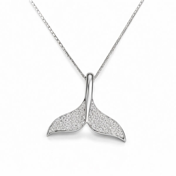 Elegant Whale Tail Necklace for Women | Silver-Tone Crystal Pendant Jewellery